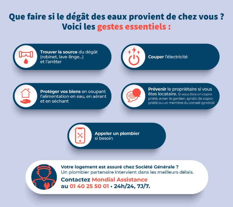 infographie gestes essentiels dégât des eaux