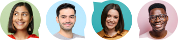Illustration de jeunes avec fonds colorés pour les services bancaires
