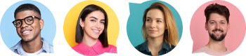 Illustration de jeunes avec fonds colorés pour les services bancaires